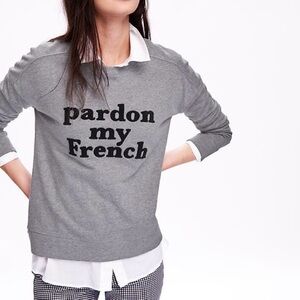 Chenille "Pardon my French" Crew-Neck Sweatshirt